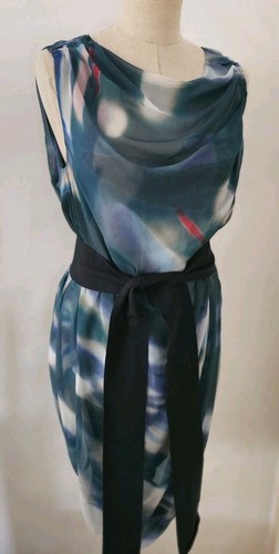 Blaues chiffonseiden kleid - blaues, v